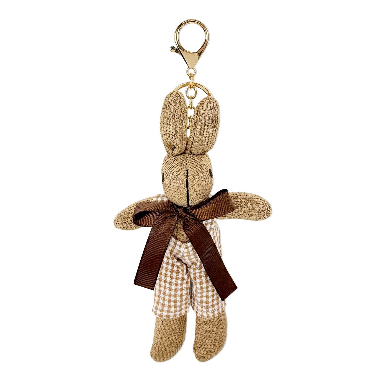 Wrapables Cute Plush Keychain Pendant Charm for Bag, Gingham Bunny